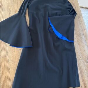 Chiara Boni sz 46 Black and Blue Bell Sleeve Dress